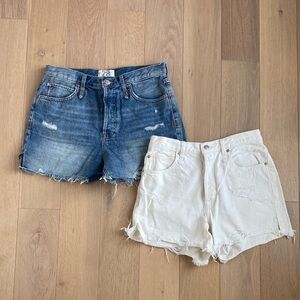 Free People Blue & Off White Jean Shorts sz 28
